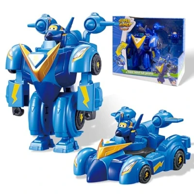 Abbildung von Super Wings Hörspielfigur Roboter Bausatz Jerome Verwandelbare Puppe, ca. 18 cm groß, (1 St), 2 in 1 Set und Superauto für Kinder ab 3 Jahren, blau