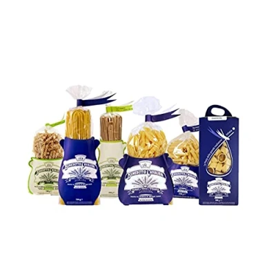 Abbildung von PASTA CAVALIERI VERKOSTUNGSBOX CALAMARATA, BUCATINI, MACCHERONI, PENNE RIGATE DURUM WEIZEN SEMOLINA LINGUINE, FUSILLI WHOLEMEAL BÍO HANDWERKERPRODUKT VON SALENTO (6 x 500 g)