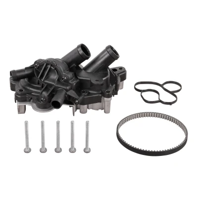 Abbildung von VEMO V15 99 2113 Thermostatgehäuse mit Dichtungen Riemen, Thermostat, Schrauben SKODA: Citigo, VOLKSWAGEN: Polo V Schrägheck