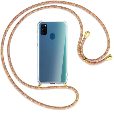 Abbildung von mtb more energy Handykette kompatibel mit Samsung Galaxy M30s, M21 (6.4&#039;&#039;) Rainbow/Gold Smartphone Hülle zum Umhängen Anti Shock Full TPU Case