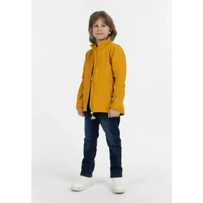 Abbildung von SCHMUDDELWEDDA Softshelljacke recyceltes Material 140 / Senf 94% Polyester (recycelt) 6% Elasthan