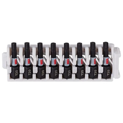 Abbildung von Bosch Professional 8tlg. Schrauber Bit Set Torx (Impact Control, T20 Bits, Länge 25mm, Pick and Click, Zubehör Schlagschrauber Bohrschrauber)