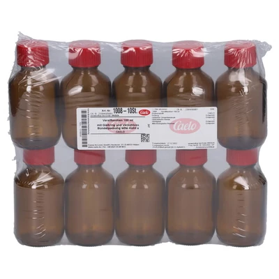 Abbildung von Veralflasche Braun 100 ml m.Gießring u.V 10 St