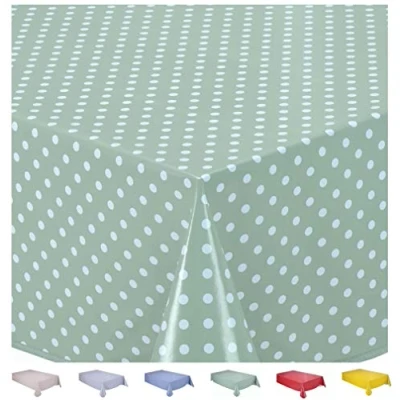 Abbildung von Wachstuch Tischdecke Abwaschbar Eckig 140 x 200 cm Kleine Tupfen Salbeigrün