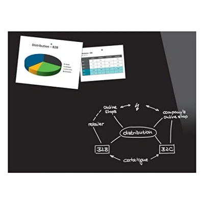 Abbildung von Be!Board B1401 Große Glas Magnettafel / Whiteboard schwarz, 120 x 90 cm, magnetisch &amp; beschreibbar, incl. 2 Neodym Magnete, rahmenlos, für Büro und Schule