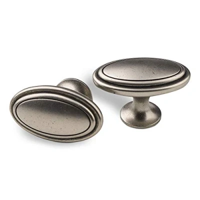Abbildung von SO TECH® Möbelknopf OVAL Altsilber Zinkfarbig vintage Knopf Knauf, Möbelknauf Küchenknopf incl. Schraube