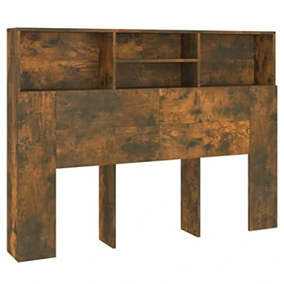 Abbildung von vidaXL Kopfteil mit Ablagen Regal Wand Bücherregal Betthaupt Bettkopfteil Schlafzimmer Räuchereiche 140x19x103,5cm
