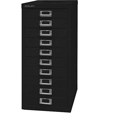 Abbildung von BISLEY MultiDrawer, 29er Serie, DIN A4, 10 Schubladen, Metall, 633 Schwarz, 38 x 27.9 59 cm