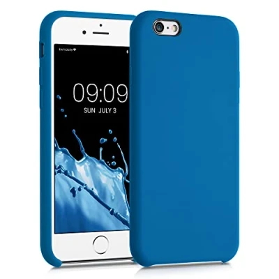 Abbildung von kwmobile Hülle kompatibel mit Apple iPhone 6 / 6S Silikon Handy Case Handyhülle weiche Oberfläche kabelloses Laden Blue Reef
