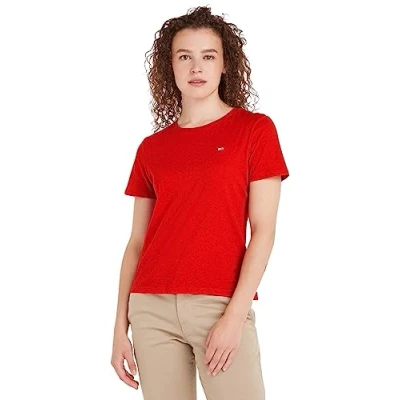 Abbildung von Tommy Jeans TJW SOFT TEE Top, Damen, Größe: XXS, Deep crimson