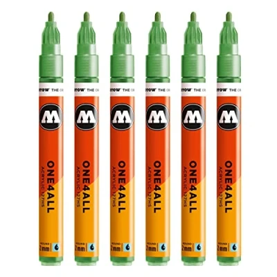Abbildung von Molotow One4All 127HS Acryl Marker (2,0 mm Strichstärke, hochdeckend und permanent, UV beständig, für fast alle Untergründe) 6 Stück Farbe 226 metallic grün
