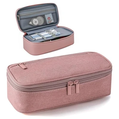 Abbildung von Gicctyble Federmäppchen Mäppchen 5 Fach, Große Federtasche, Einfaches Design Strapazierfähige Federmappe für Mädchen und Jungen, Pencil Case Teenager Erwachsene (Rosa)
