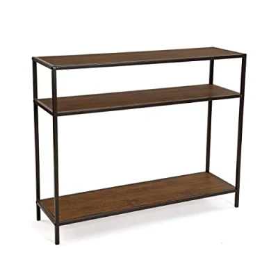 Abbildung von Versa Berlin Schmales Möbelstück für den Eingangsbereich oder Flur, Moderner Konsolentisch, mit unterem Einlegeboden, Maßnahmen (H x L B) 80 30 100 cm, Holz und Metall, Farbe: Braun schwarz