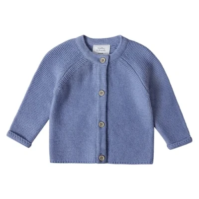 Abbildung von Stellou &amp; friends Cardigan Strickjacke für Mädchen und Jungen mit Knöpfen in Holz Optik Hochwertige Baby Kleidung aus 100% Baumwolle IV V I Gr. 50/56 Lila