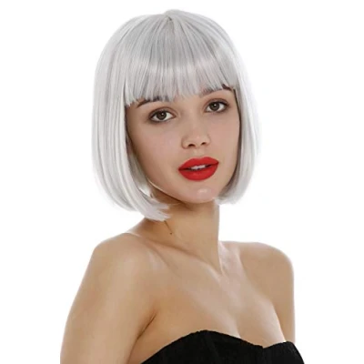 Abbildung von WIG ME UP 7803 001 Perücke Damen kurz Bob Pony glatt Grau Weißgrau