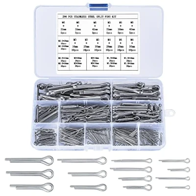 Abbildung von 290 Stück Splinte Sortiment, Edelstahl Klappsplinte, Splinte, Federstecker Set, Karosserie Clips, Sicherungssplint, Federsplinte Clips für Autos Wohnmobile Gartengeräte