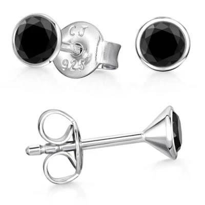 Abbildung von Materia Paar Ohrstecker Damen Mädchen Zirkonia Schwarz 3 5mm SO 437, 925 Sterling Silber, rhodiniert