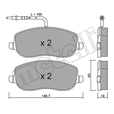 Abbildung von METELLI 22 0530 2 Bremsbelagsatz inkl. Verschleißwarnkontakt PEUGEOT: 807 MPV, CITROËN: C8 II, FIAT: Ulysse II