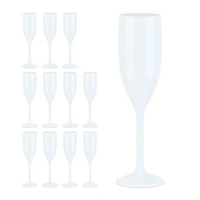 Abbildung von relaxdays Sektglas Sektgläser Kunststoff 12er Set, Kunststoff, Weiß