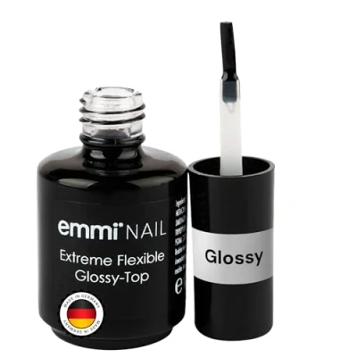 Abbildung von Emmi Nail Extreme Flexible Glossy Top Sealing I Versiegelungsgel für Gelnägel Hochglanz coat Gel UV Mittelviskoses Abschlussgel Vegan 14ml
