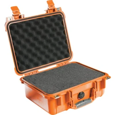 Abbildung von Peli 1400 Koffer, Stoßfester Case Schutzkoffer, IP67 Wasser und Staubdicht, 9L Volumen, Mit Schaumstoffeinlage (Anpassbar), Orange