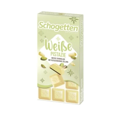 Abbildung von Schogetten weiße Pistazie I Schokolade mit Pistaziencreme Füllung 100 g praktisch einzeln portioniert