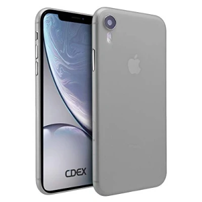 Abbildung von doupi UltraSlim Hülle kompatibel für iPhone Xr (iPhone 10r) 6,1 Zoll, Ultra Dünn Fein Matt Handyhülle Cover Bumper Schutz Schale Hard Case Taschenschutz Design Schutzhülle, grau
