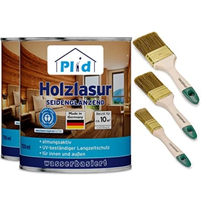 Abbildung von Premium Holzlasur Holzschutzlasur Holzschutz Lasurpinsel Grau