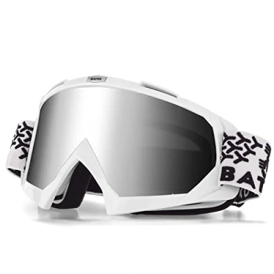 Abbildung von KINGBIKE Motocross Brille Mtb Dirt Bike ATV Crossbrille goggle Sicherheit Tactical Riding Motorradbrillen für Herren Damen Jugend Fit ÜBer (weiß silber, Erwachsene)