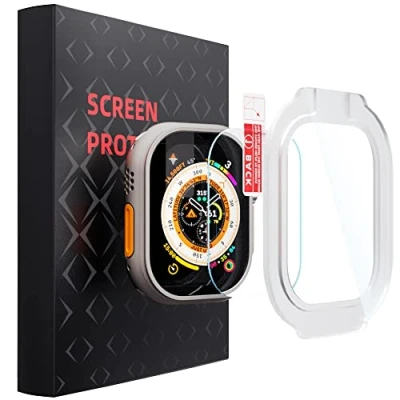 Abbildung von PZOZ 2 Stück Schutzfolie Kompatibel mit Apple Watch Ultra 49mm,Hhochwertiger Displayschutz,9H Härte Folie(49mm)