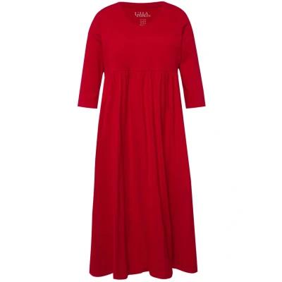 Abbildung von Ulla Popken Couture Empire COL V Manches 3/4 Poches Jerseykleid, Damen, Größe: 50/52, Salsa