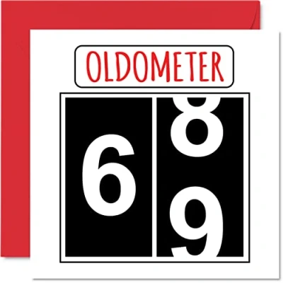 Abbildung von Lustige Karten zum 69. Geburtstag für Männer und Frauen Oldometer Glückwunschkarte Vater, Mutter, Großvater, Kindermädchen, Oma, 145mm Grußkarten, Karte