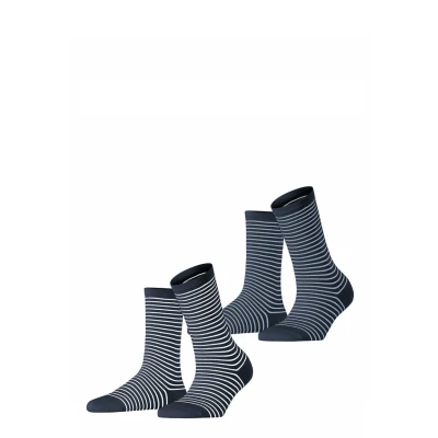 Abbildung von ESPRIT Damen Socken Fine Line Multipack W So Baumwolle gemustert 2 Paar, Mehrfarbig Blau 0040, 39 42