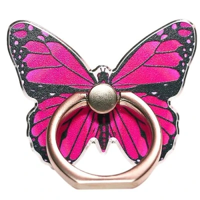 Abbildung von Kinizuxi Schmetterling Handy Ring Smartphone Fingerhalterung, 360 Grad Drehung Halter Ringhalter Fingerhalter Handyhalterung für iPhone iPad Samsung Huawei und mehr (1 Rosa)