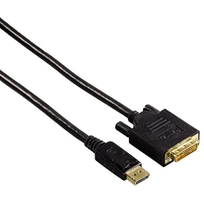 Abbildung von Hama Displayport auf DVI Kabel 1,8m vergoldet Schwarz Video Adapter Displayport, D, 180 cm, DP 1.2 Stecker zu D 24+1 Dual Link