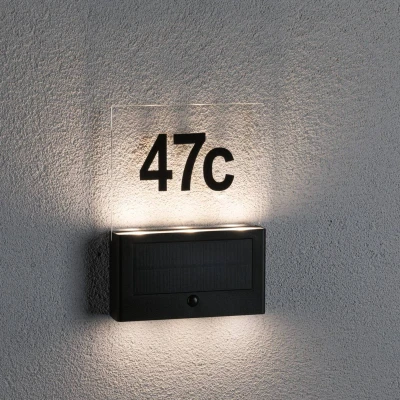 Abbildung von Paulmann LED Gartenstrahler &quot;Solar Hausnummernleuchte Neda IP44 3000K 27lm Anthrazit&quot;, 1 flammig, Bewegungsmelder