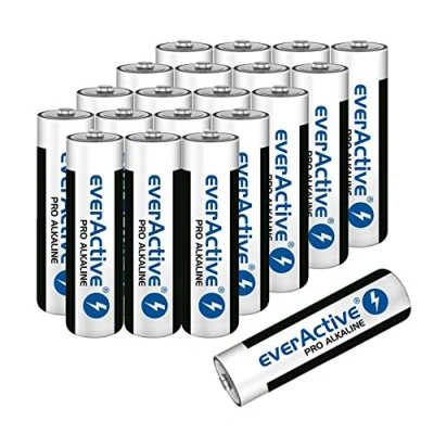 Abbildung von Batterien Mignon AA LR6 Alkaline Vorratspack 20 Stück everactive Markenqualität
