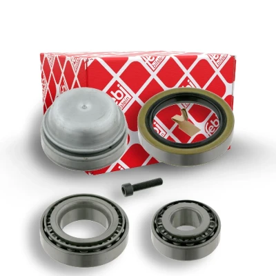 Abbildung von FEBI BILSTEIN 08838 Radlagersatz Vorderachse links, rechts mit Schraube, Wellendichtring, Fettkappe 65,3, 50 Kegelrollenlager
