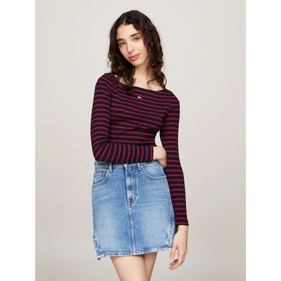 Abbildung von Tommy Jeans SLIM Essential Tshirt basic, Damen, Größe: 38, Deep crimson