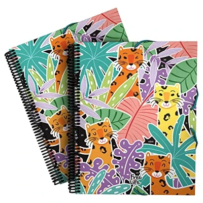Abbildung von Grafoplás 39822441 Hüllenmappe A4 mit Spiralbindung, Freelife Kollektion, Leopard, fester Deckel, elastischer Gummibandverschluss, 30 transparente Hüllen, inklusive Umschlag Textilverschluss
