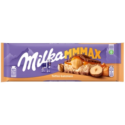 Abbildung von Milka Toffee Ganznuss 1 x 300g I Großtafel Alpenmilch Schokolade mit Milchcréme Füllung, Karamell und ganzen Haselnüssen Nuss aus 100% Tafelschokolade