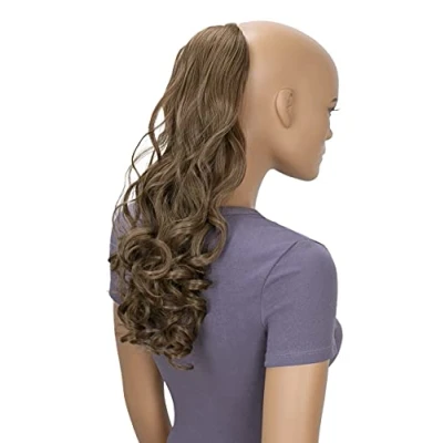 Abbildung von CAISHA 50cm Haarteil Ponytail Zopf Haarverlängerung Mit 2 Bändern Pferdeschwanz Lockig Braun Mix HC6 1