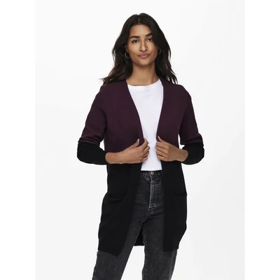 Abbildung von ONLY Onlqueen LONG Strickjacke, Damen, Größe: Medium, Windsor wine/black