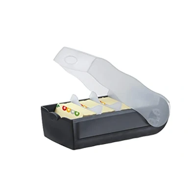 Abbildung von HAN Lernkarteibox CROCO, einfach Vokabeln lernen mit 5 Fächer Lernsystem, DIN A7 Karteikasten für 900 Karten, inkl. Stützplatten + 100 Lernkarten, Karteibox, Lernbox, 997 633, transluzent / schwarz