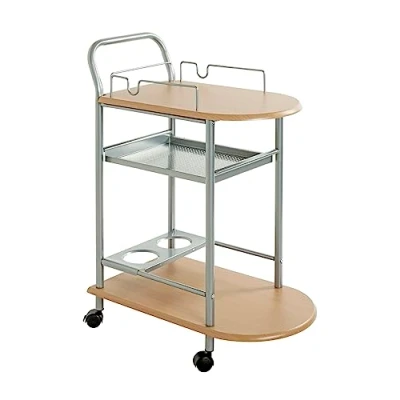 Abbildung von HAKU Möbel Küchenwagen alu, buche, MDF, Metall Maße: B 65 cm x H 83 T 35 cm, Style: Modern