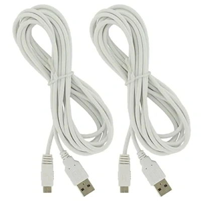 Abbildung von Fasizi USB Stromkabel für Wii U GamePad (3 Meter) extra lang, Weiß, 2 Stück