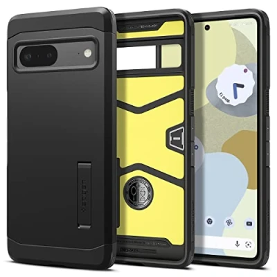 Abbildung von Google Pixel 7 Hülle Kunststoff Spigen Hard Case/Backcover Handyhülle Schwarz Shockproof/Stoßfest