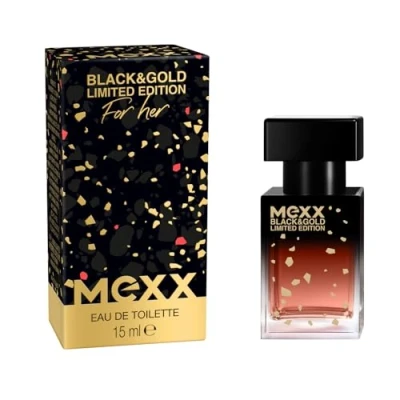 Abbildung von Mexx Black &amp; Gold Limited Edition Woman Eau de Toilette, sinnlich blumiger Damenduft, 15ml