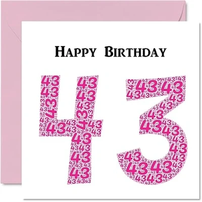 Abbildung von Stuff4 lustige Geburtstagskarte zum 43. Geburtstag für Frau Shapecloud Happy Birthday Karte Vater, Mutter, Bruder, Schwester, Großvater, Oma, Onkel, Tante, 145 mm x Grußkarten,