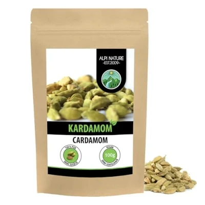 Abbildung von Kardamom ganz (100g), Kardamomsamen 100% naturrein, Kardamomsaat natürlich ohne Zusätze, vegan